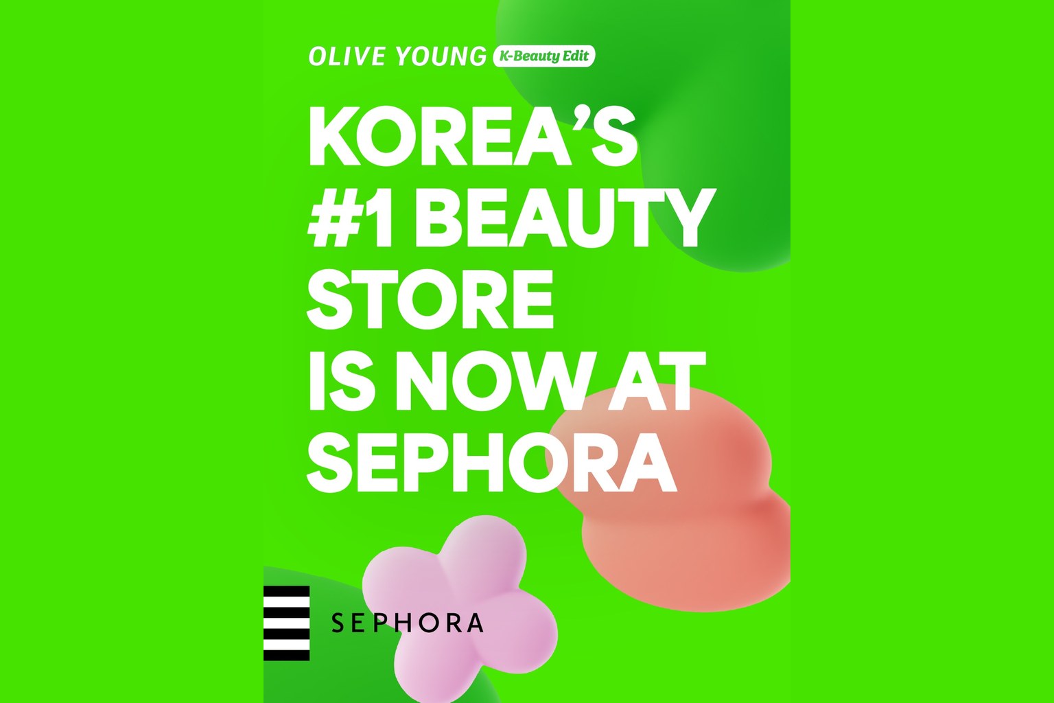 Olive Young x Sephora campaign key visual announcing the US launch