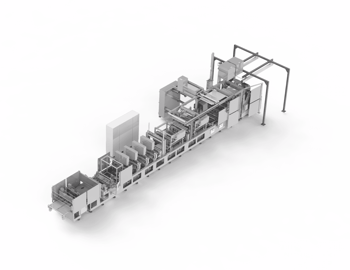 Industrielle Fertigungsanlage in Schwarz-Weiß. Automatisierter Produktionsprozess, Technik & Technologie.