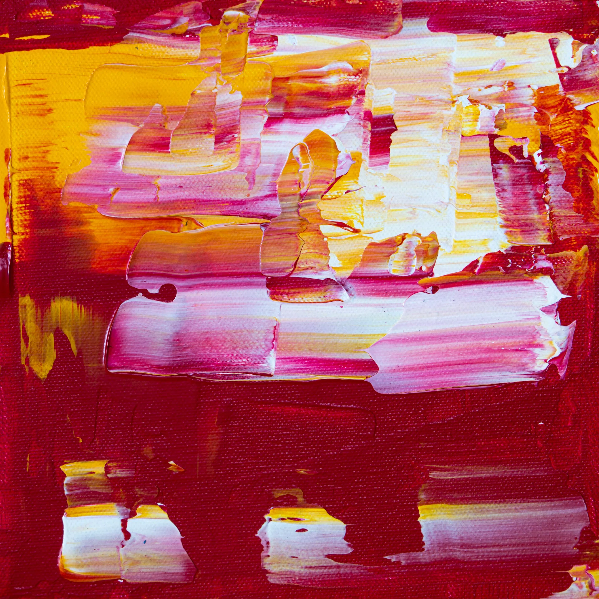 Scraped Pigment in Crimson and Ochre