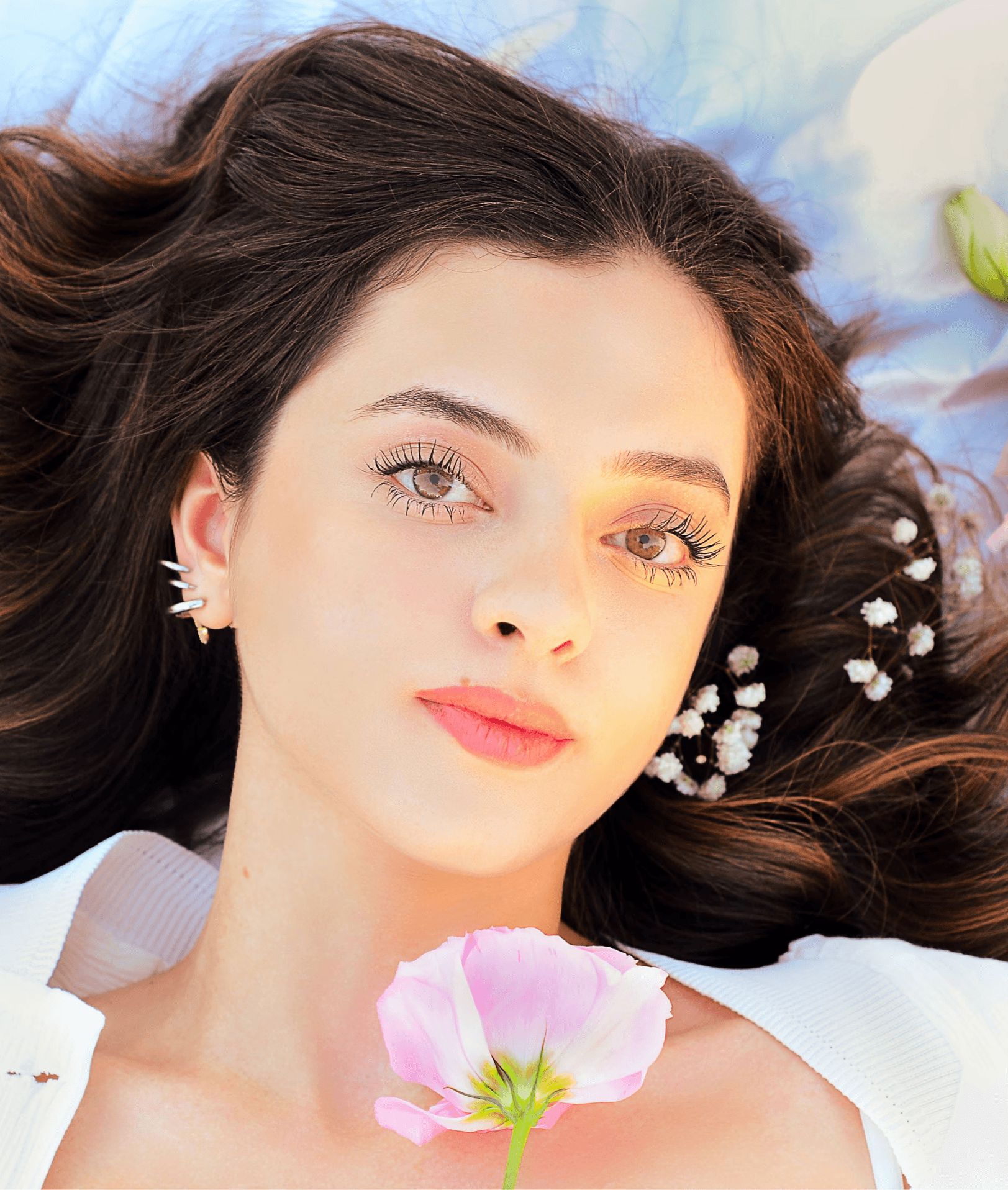 beautiful makup brown hair model