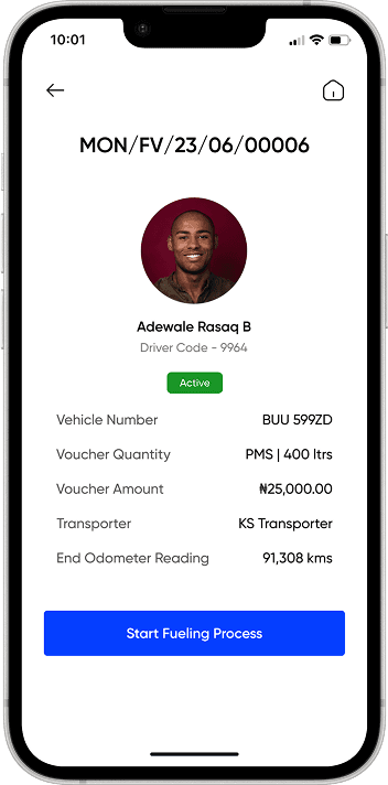 Fuel Depot Manager App — driver and vehicle verification