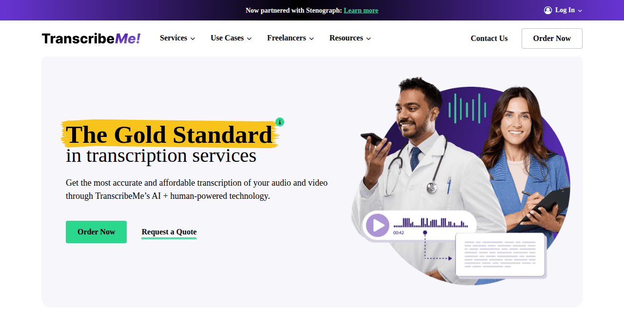 transcribeme's home page