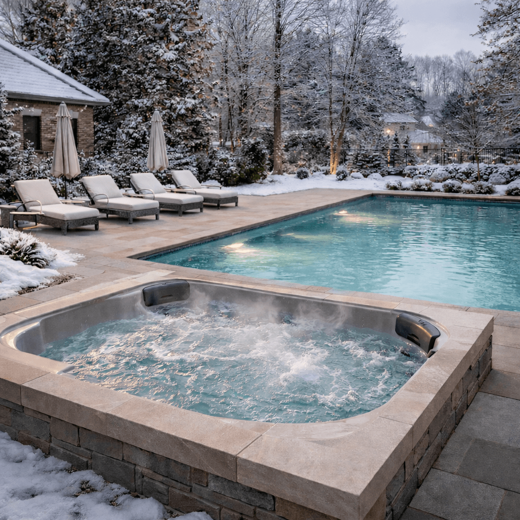 Winter Pool with hot tub