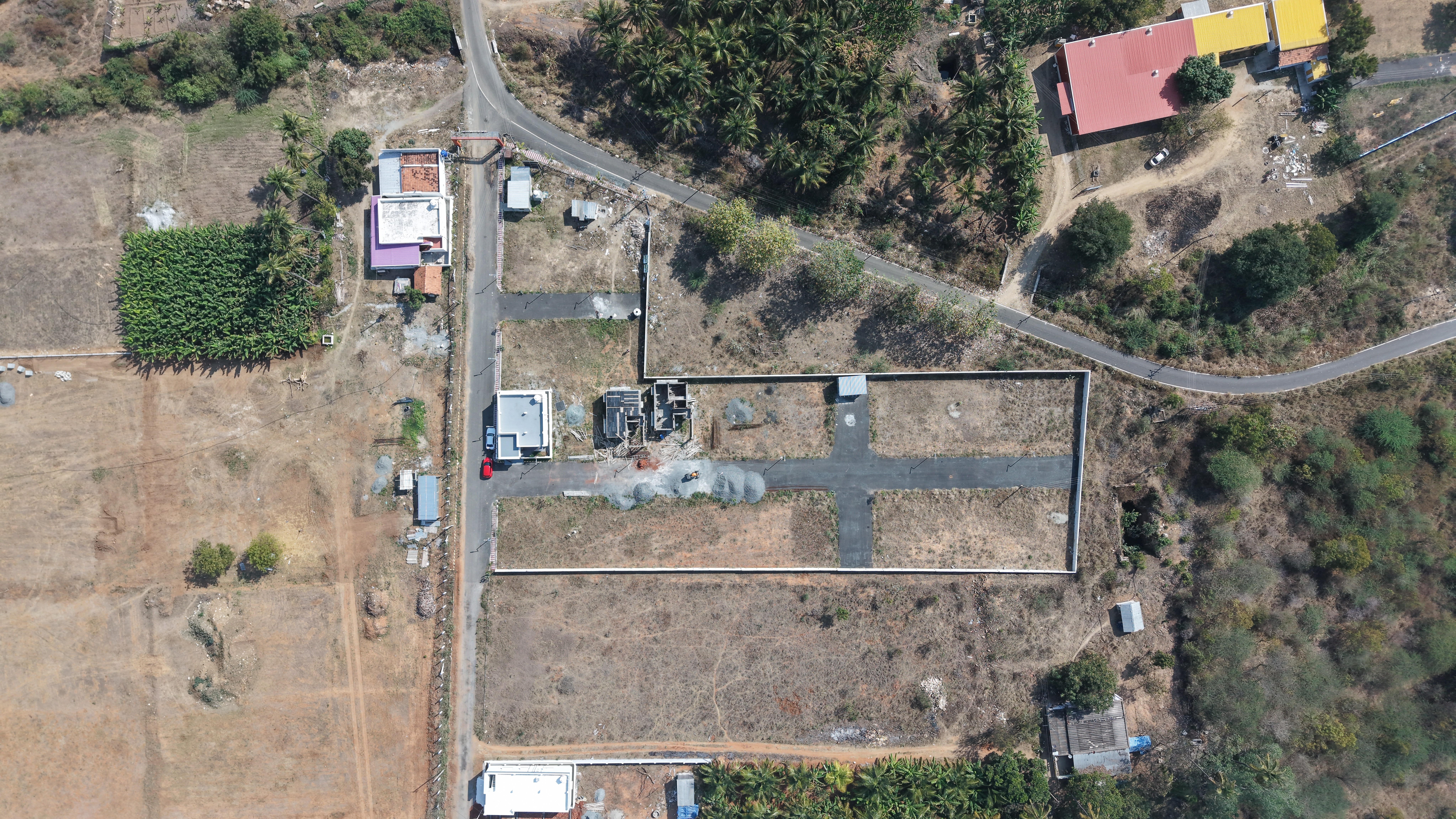 modern house with a big field