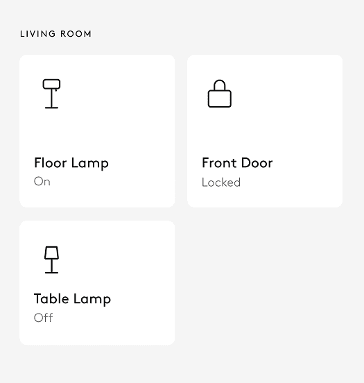 Image of room controls of new ADT+ dashboard.