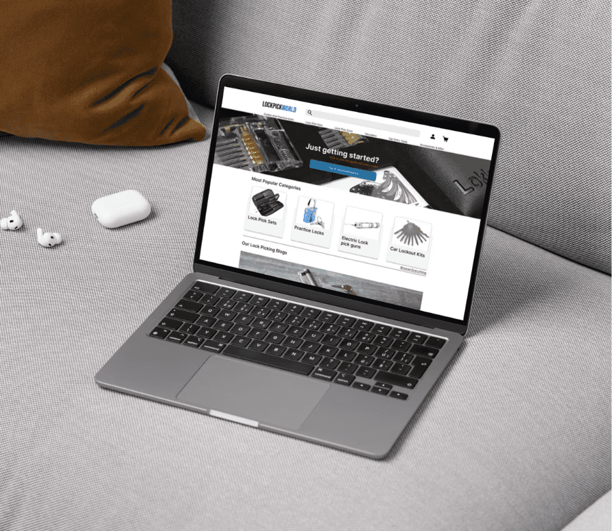 A mockup of the home page of the Lock pick world website.