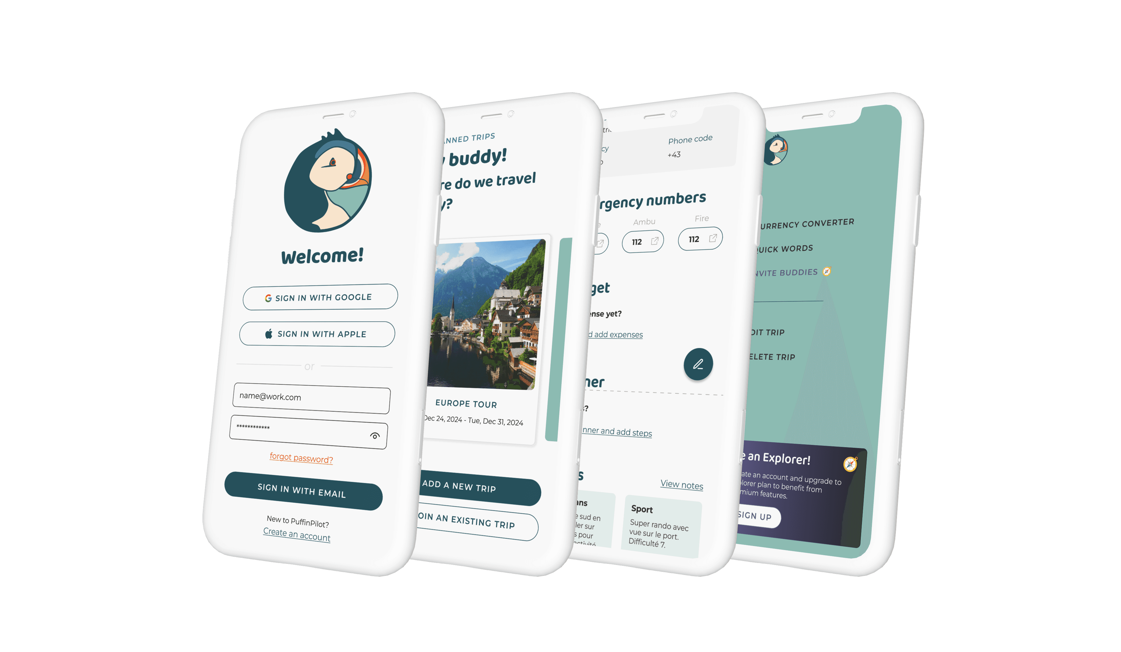PuffinPilot mockups of the new application