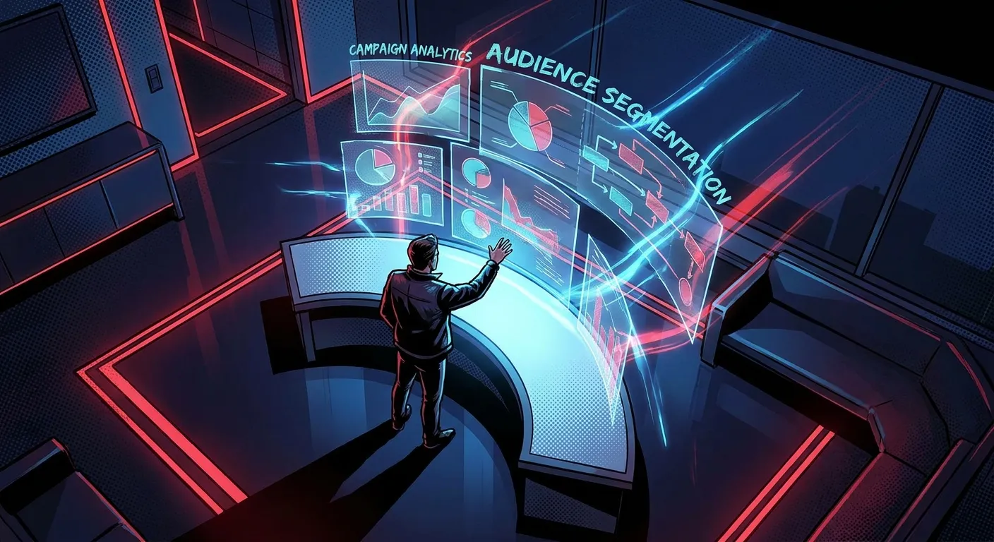 Futuristic analytics by RockN' Socials, a digital marketing agency.