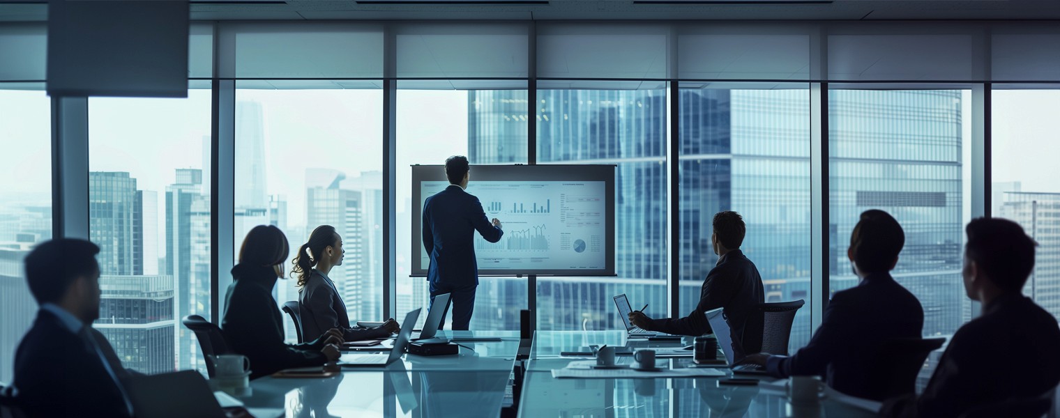 Executives in a board room discuss vertical-market AI strategies