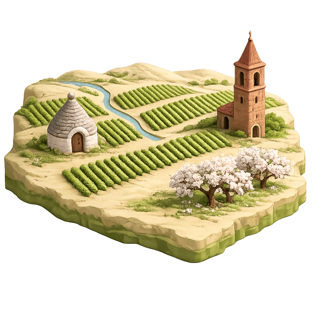 Artistic illustration of the Rheinhessen wine region.