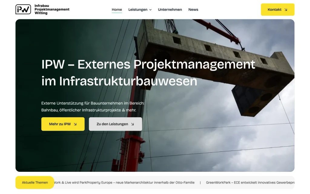 Website von Infrabau-Projektmanagement Witting