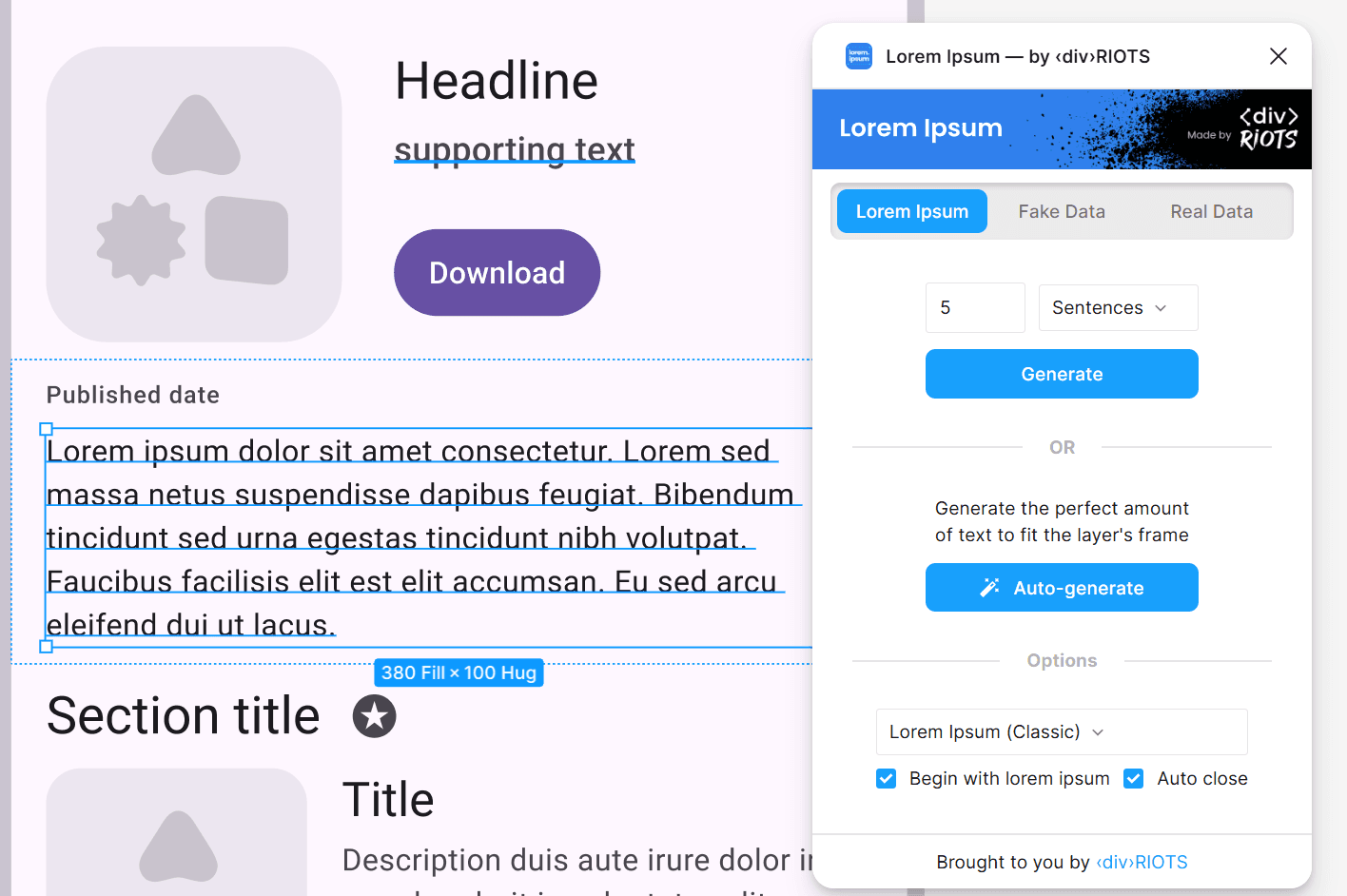 Lorem Ipsum Figma plugin