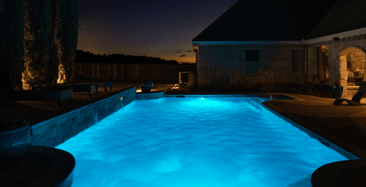 Image of a pool at dusk