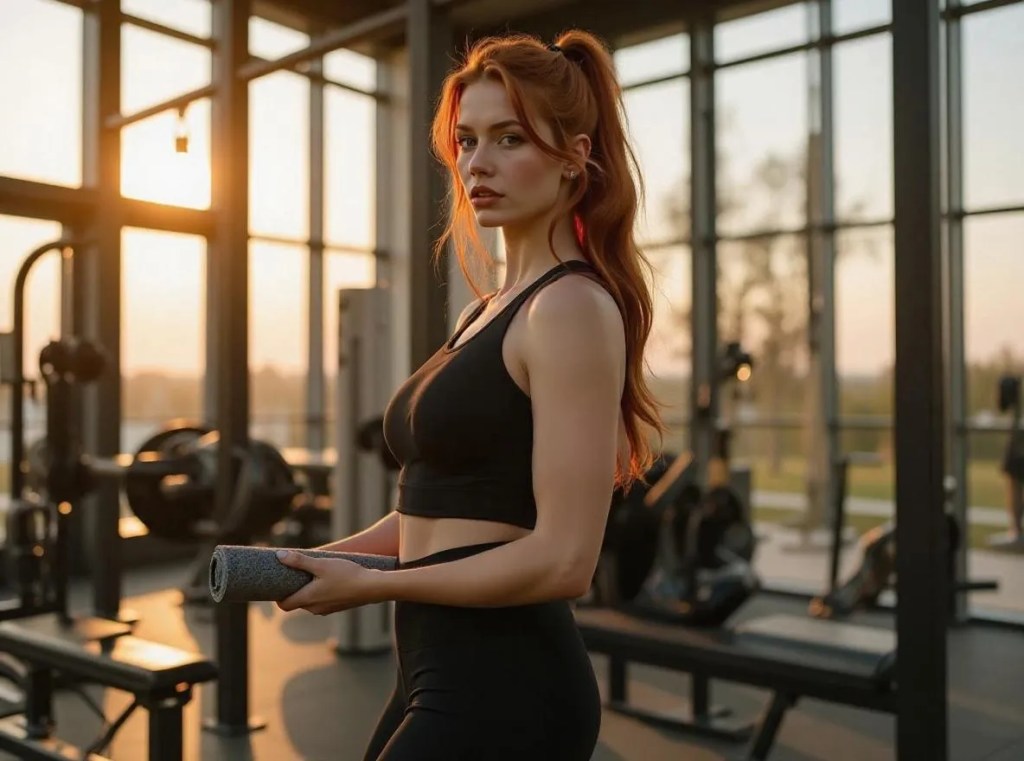 Realistic gym photo of individual working out