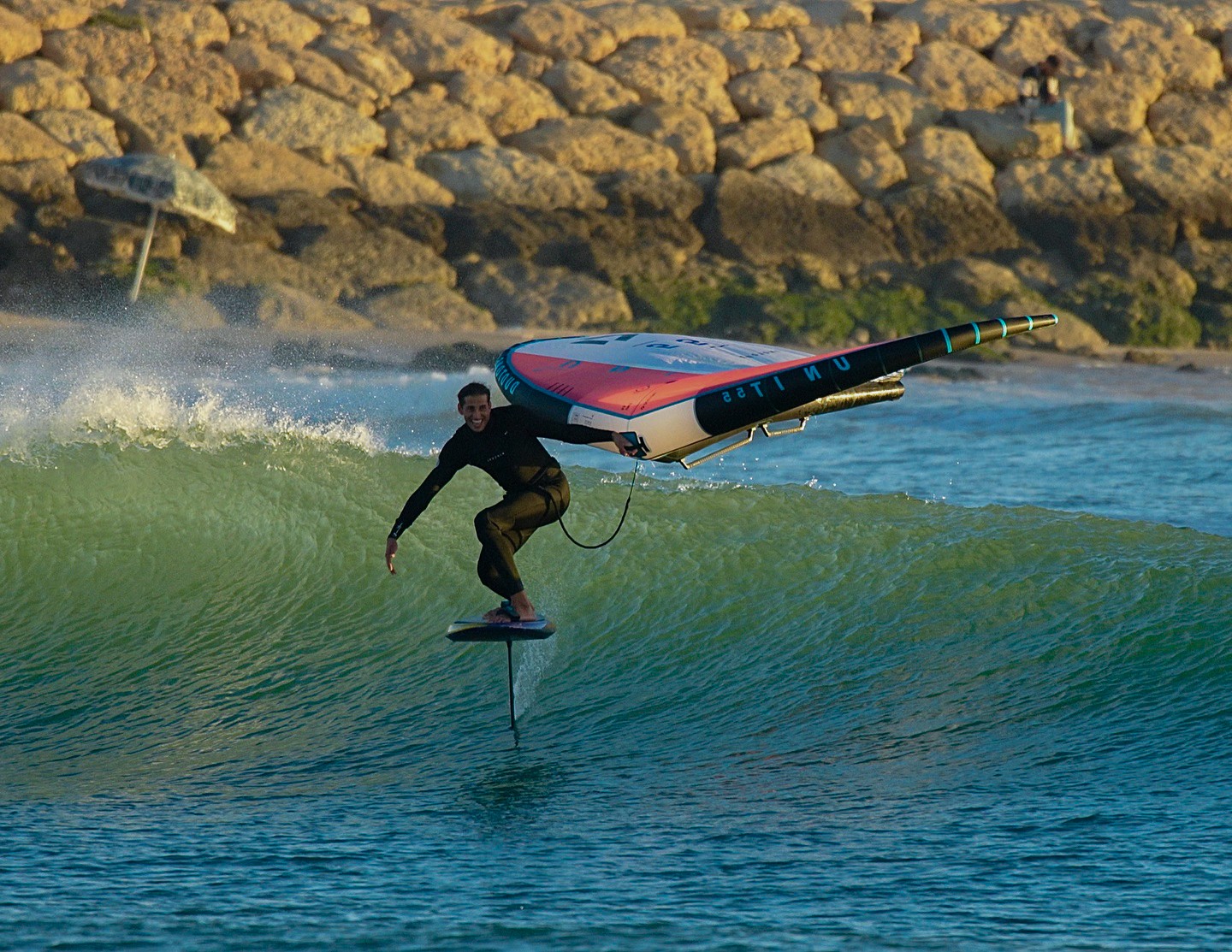 Man with surfing with paddle