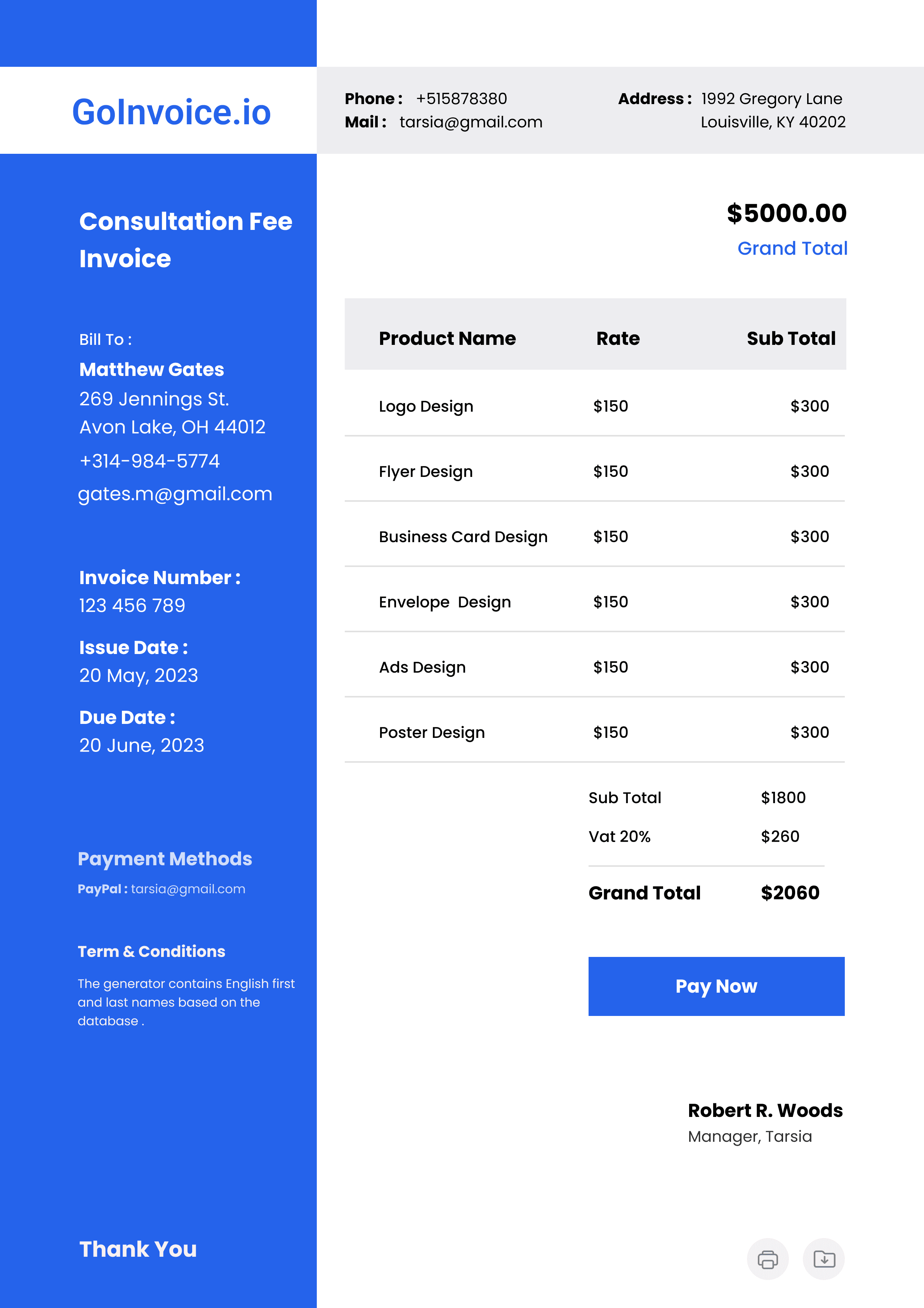 Consultation Fee Invoice