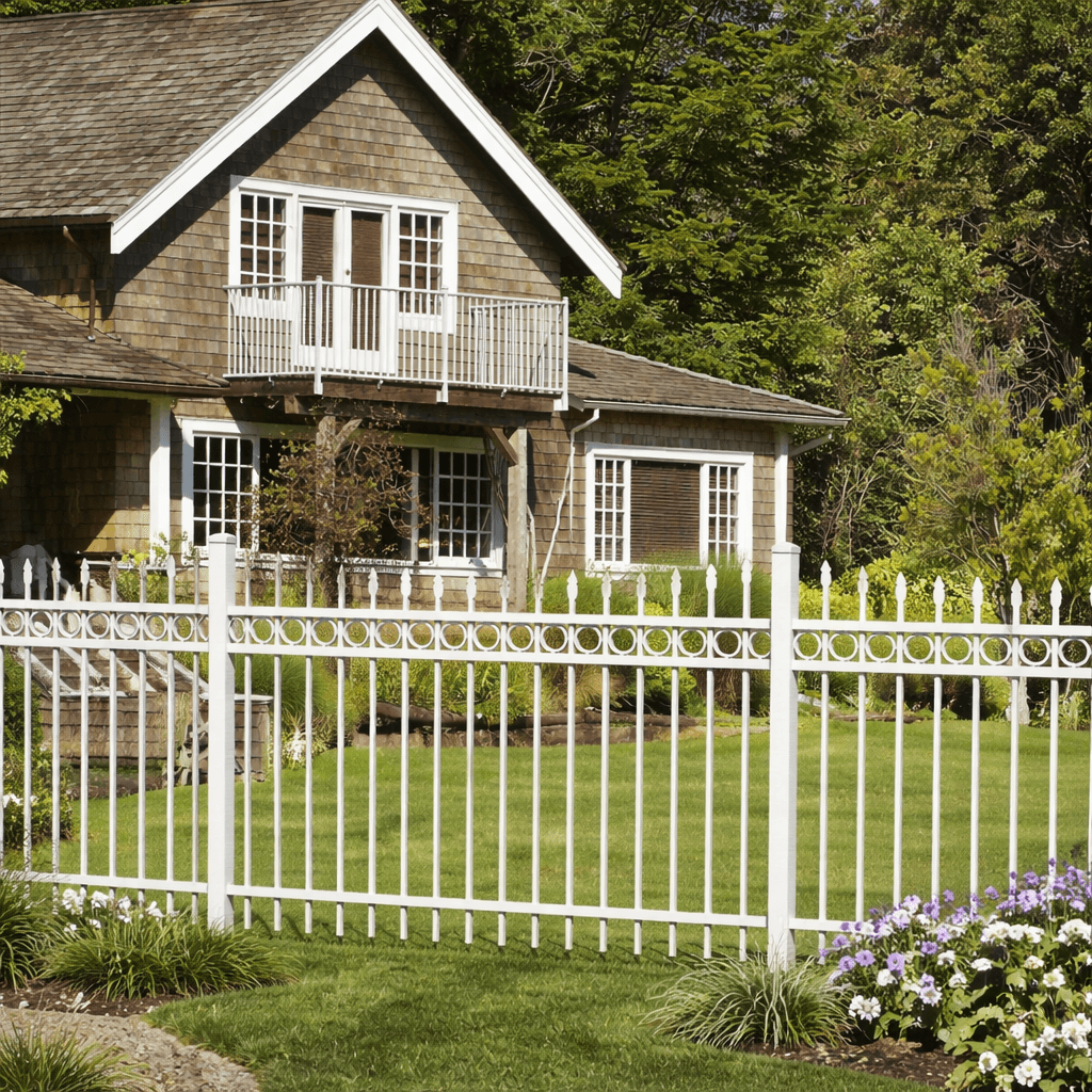 Classic aluminum fencing in gloss white