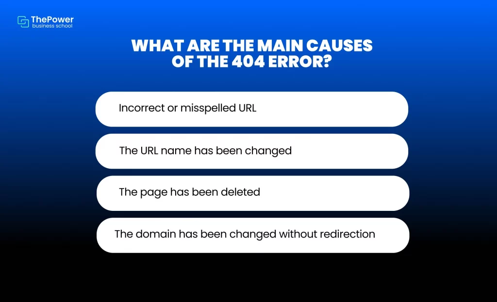 What are the main causes of the 404 error?