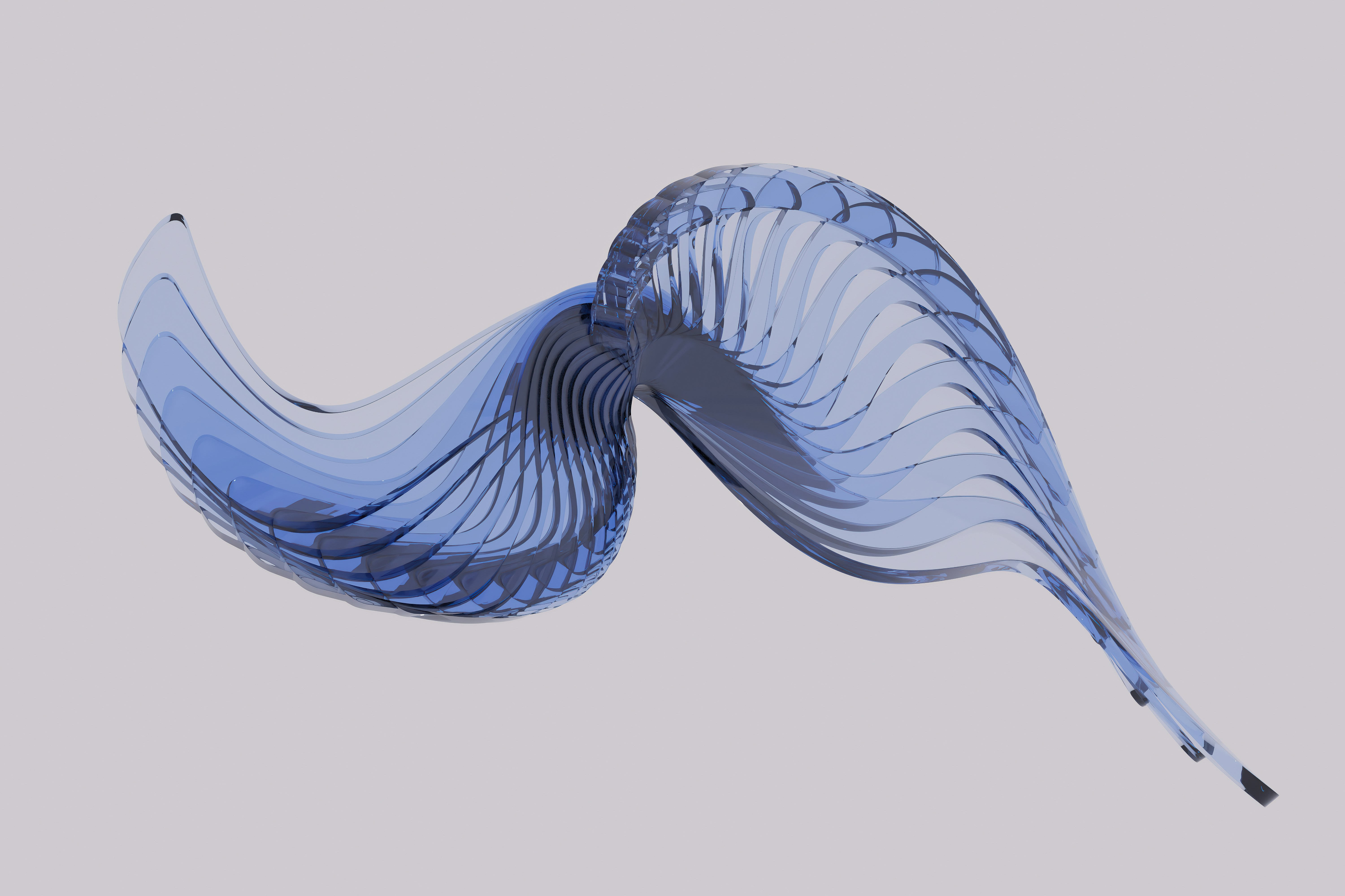 Abstract blue swirling ribbon on a gray background