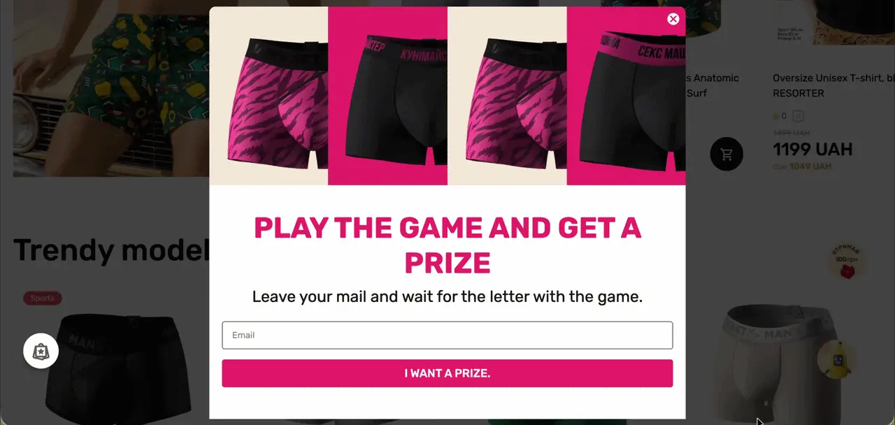 Claspo gamified popup with UTM targeting at a specific traffic source.