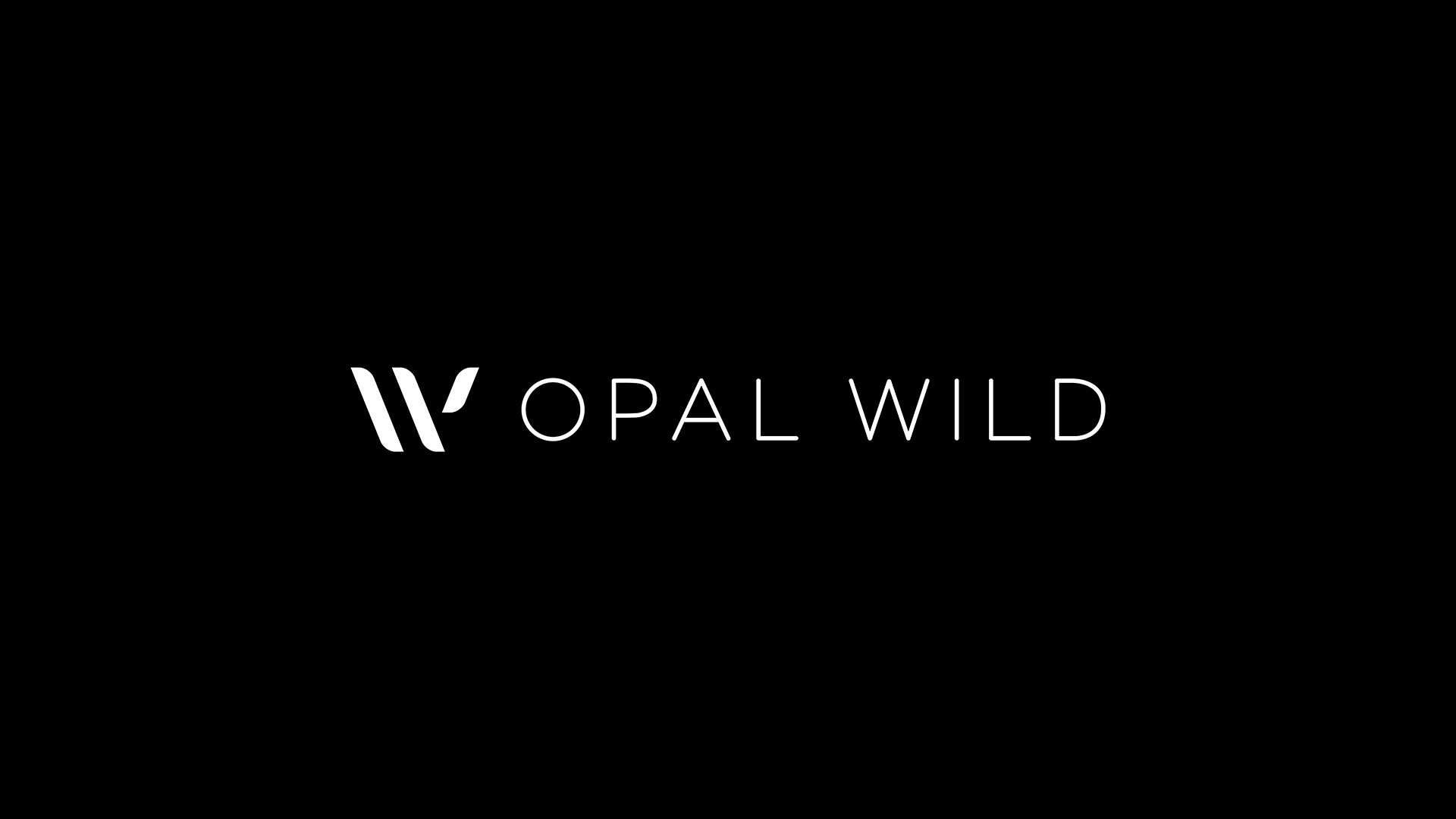 Opal Wild banner logo and word mark lockup - white
