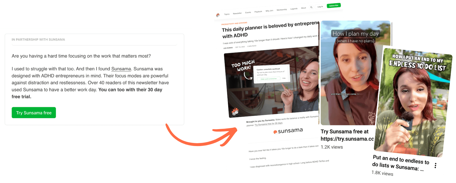 Snapshots of my partnership with Sunsama