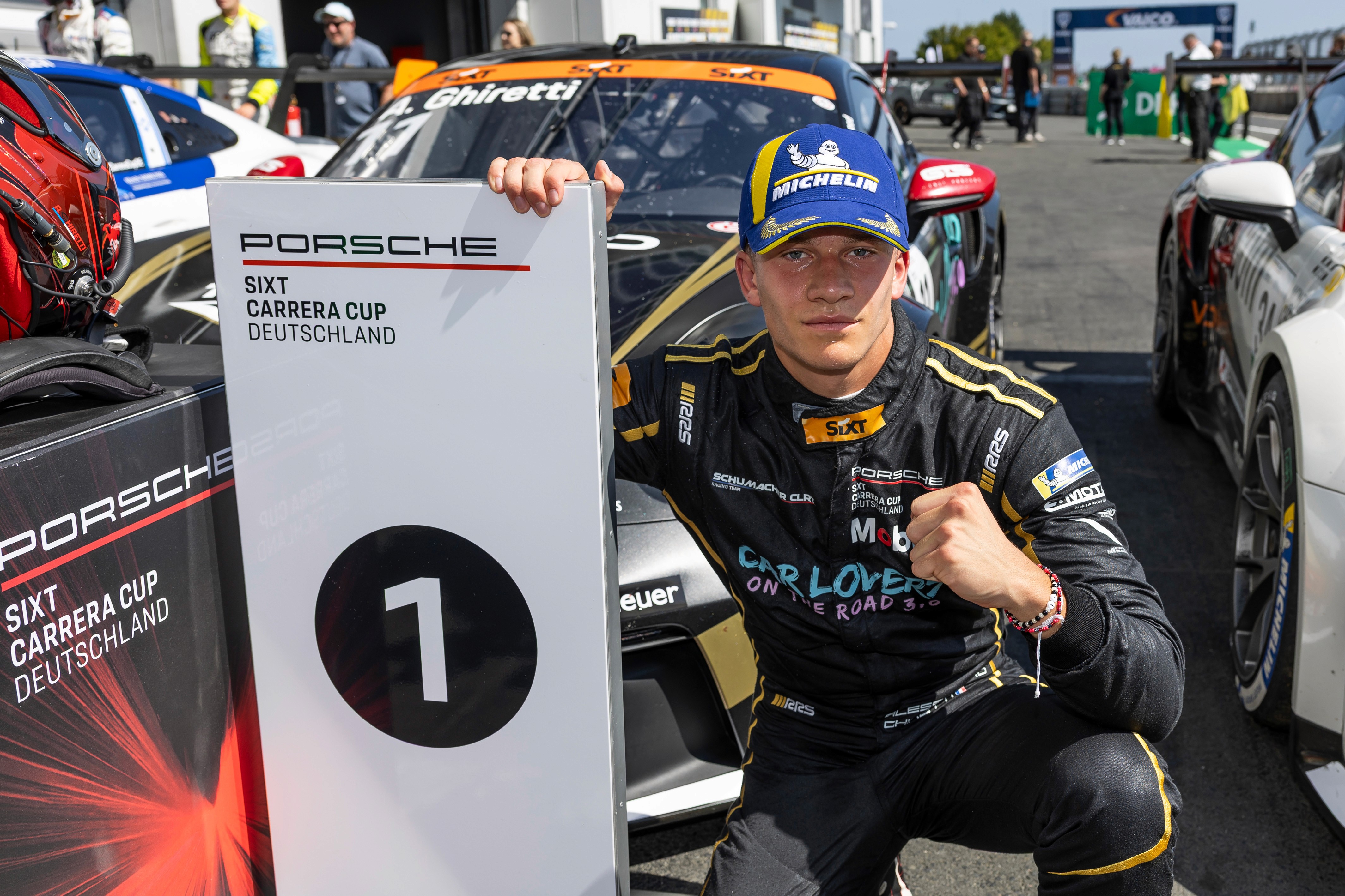 Athlete winning a race