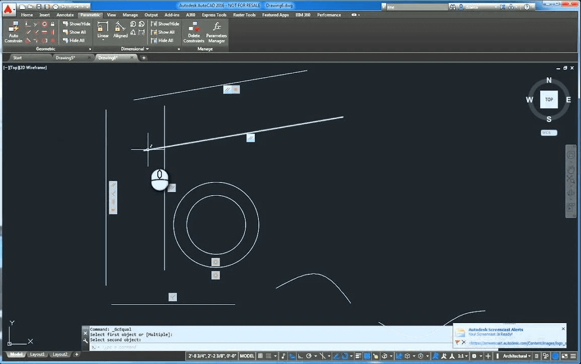 working with parametric constraints in AutoCAD