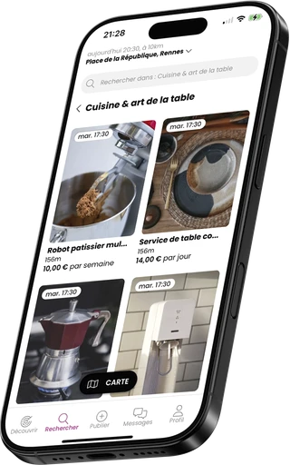 Application location matériel de cuisine Jam