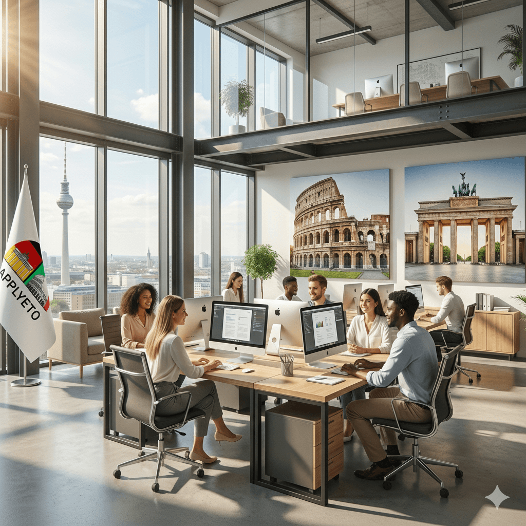 four people watching on white MacBook on top of glass-top table