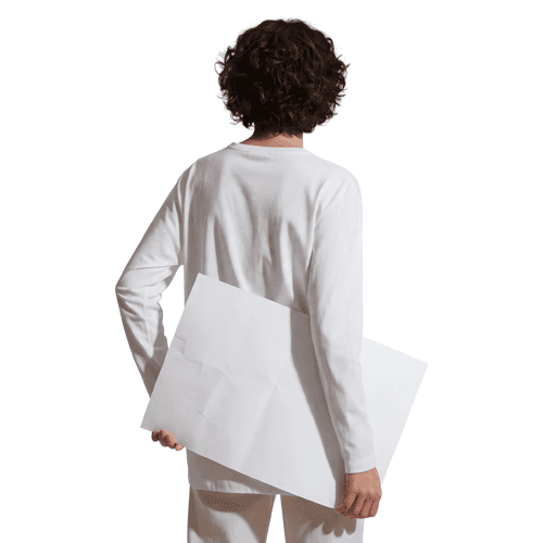 Poster mockup held by male model