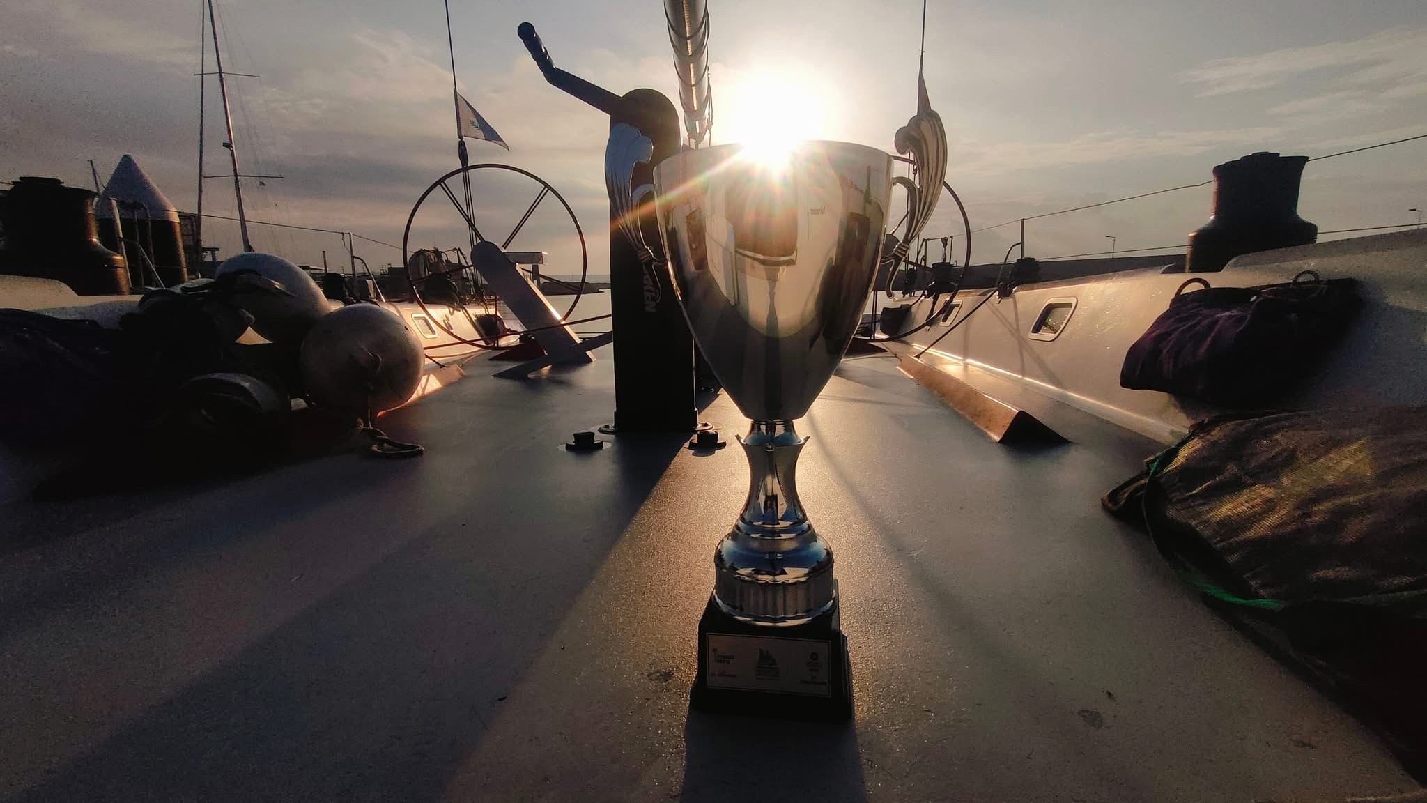 Athlete winning a race