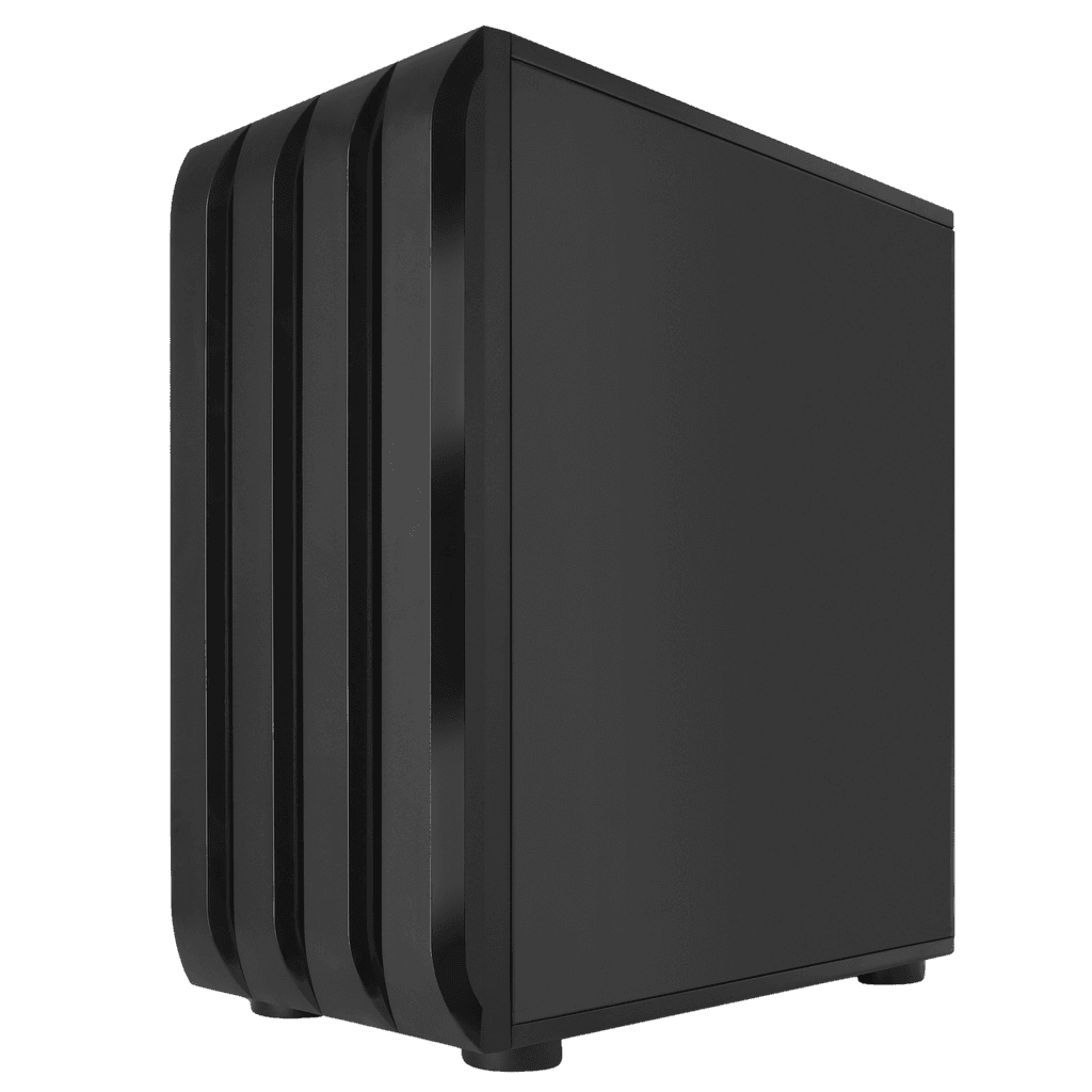 Minimalistic black gaming PC case with sleek design, ideal for custom gaming builds, most popular gaming PCs, and top ten gaming PCs. Perfect for budget gaming PC build 2023 and high-end computers. Suitable for creating complete PC builds, modded gaming PCs, and the best PC gaming builds 2023. A great choice for tower gaming and gaming configurations with the best PC parts 2023.