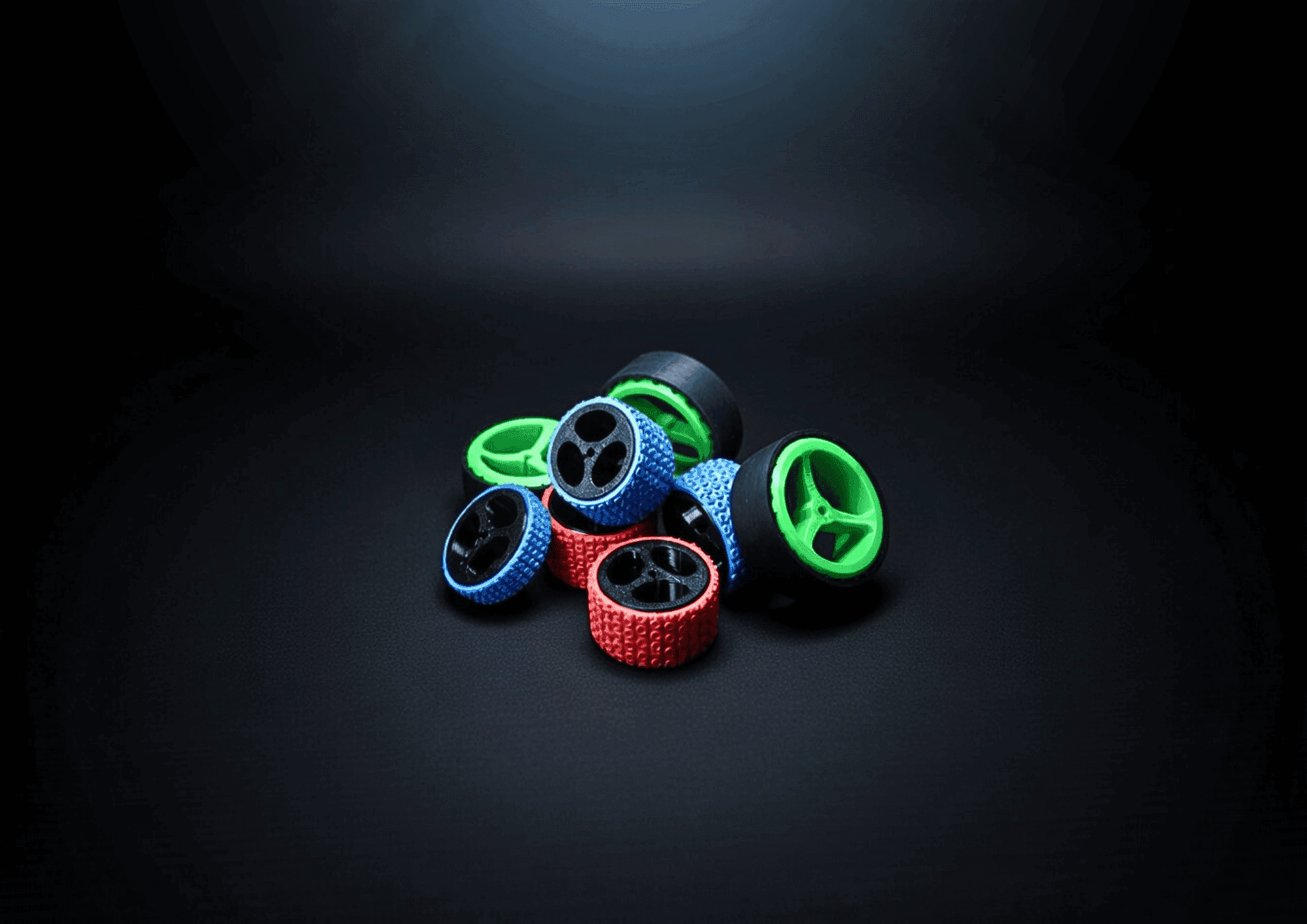 N20 high traction wheels for line follower robot – PLA hub, rubber grip, 3 sizes India Hero Shot
