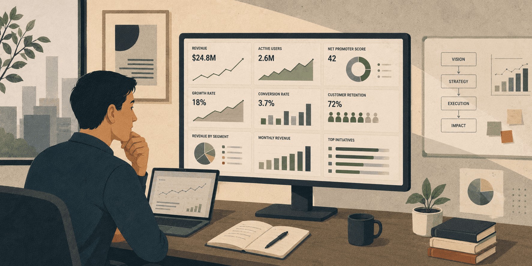 A product manager reviewing metrics