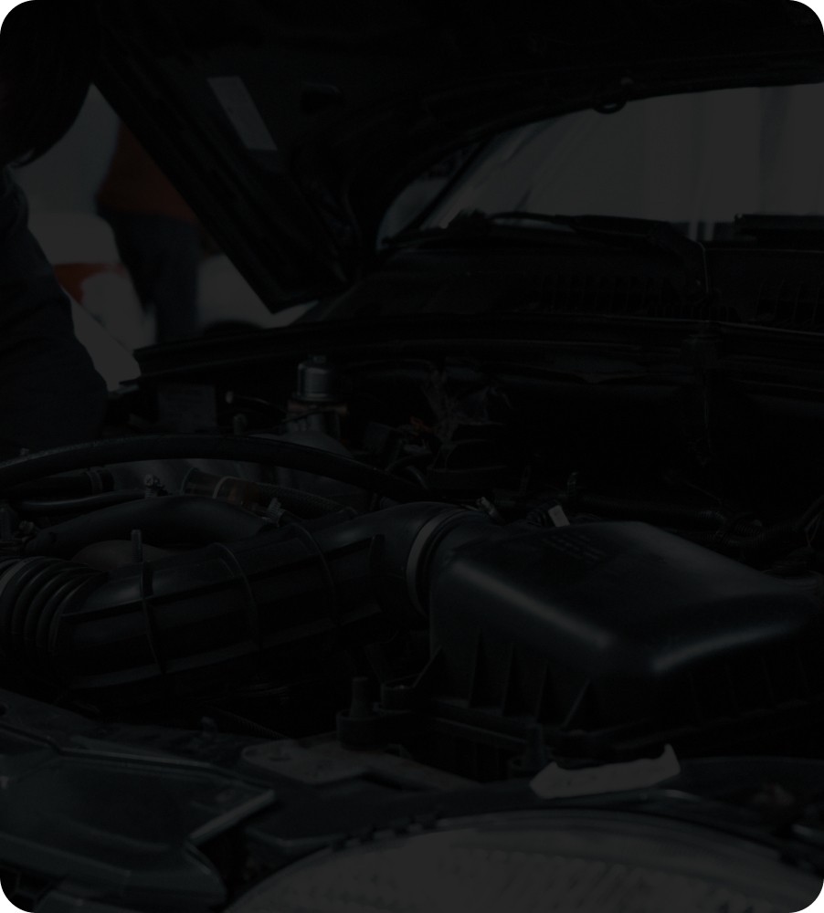 A detailed view of a mechanic repairing a European luxury car's engine.