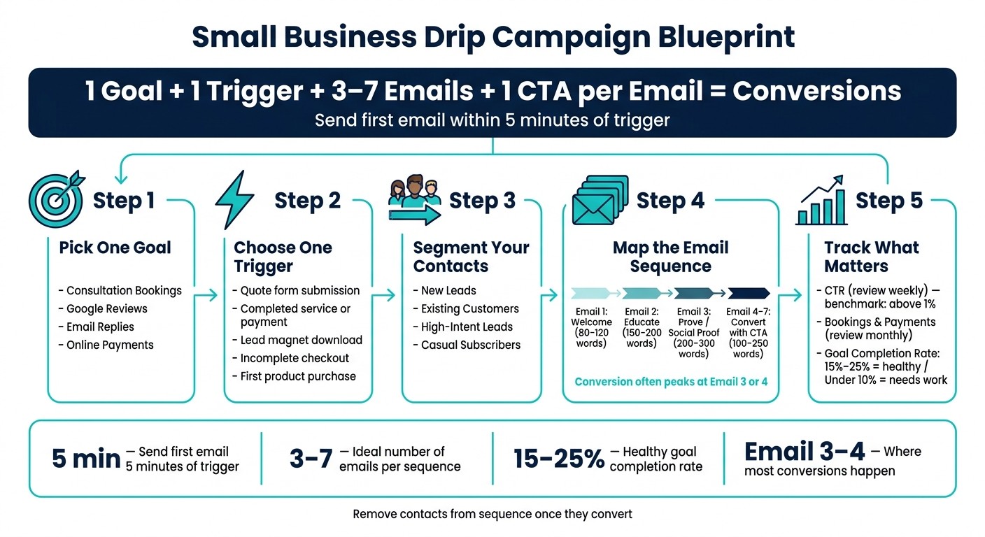 Small Business Drip Campaign Blueprint: One Goal to One Conversion