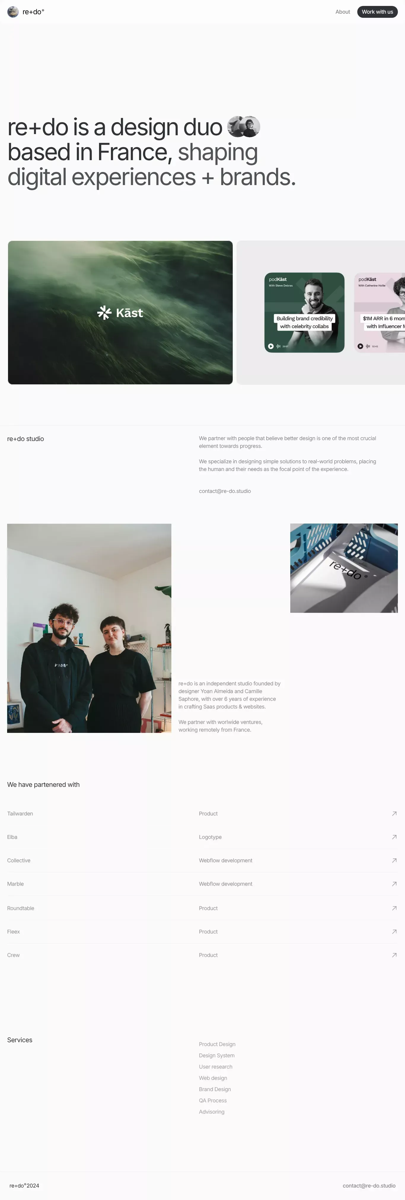 re+do - Design studio shaping digital ex portfolio page screenshot showcasing Design design