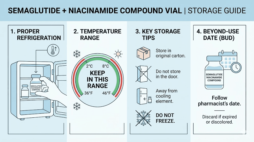 How to properly store semaglutide niacinamide compound injection vial