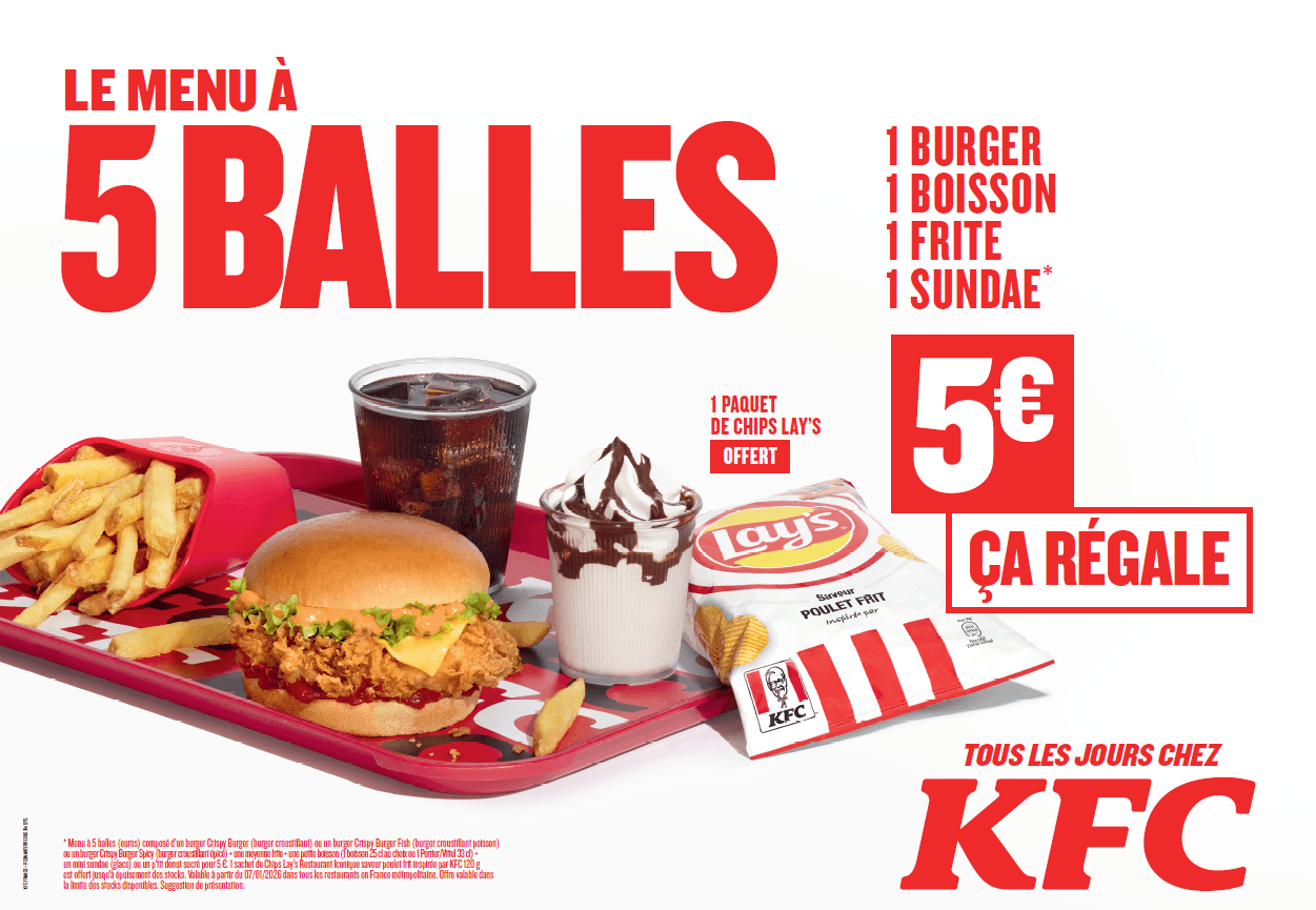 KFC com' Offre Menu 5 balles