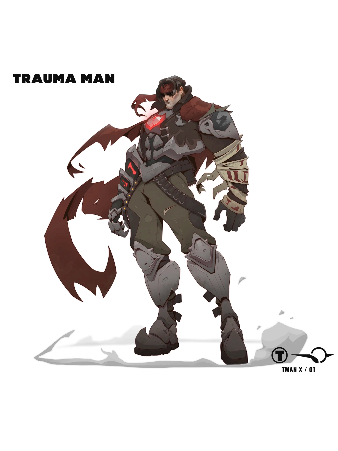 Trauma Man – armored character concept art by Kuba Fidler