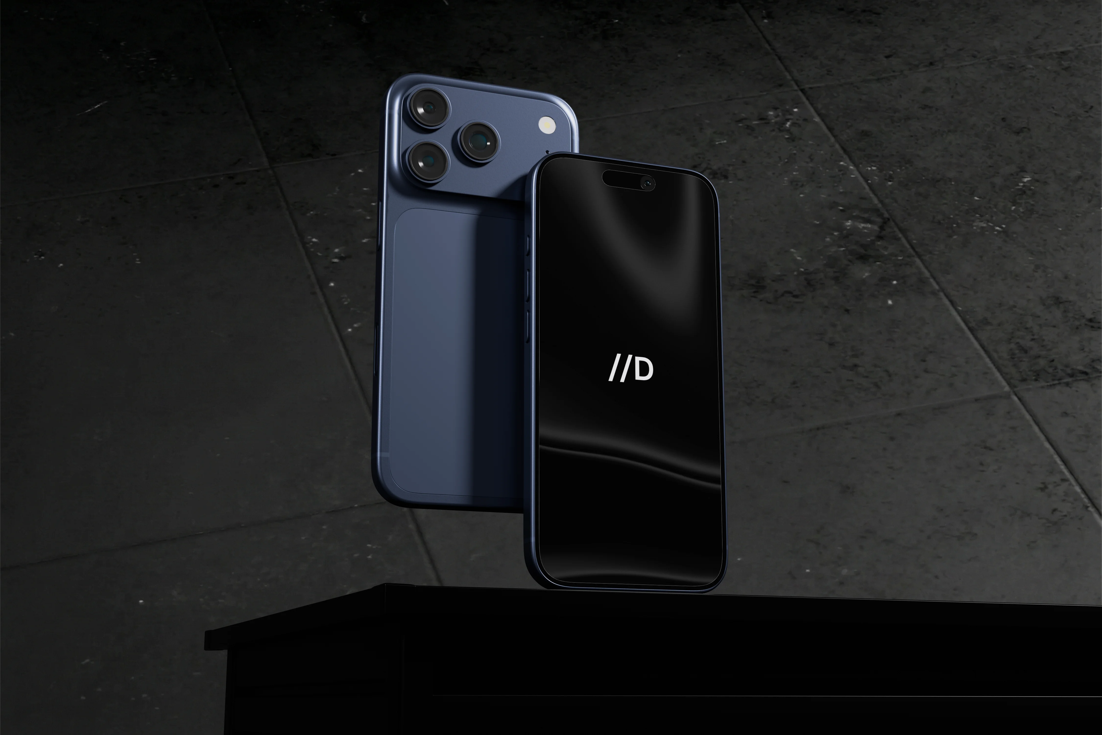 un iphone posé sur un socle sombre