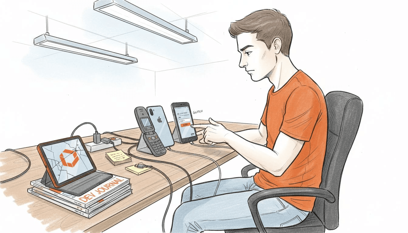 Tester debugging app across device types