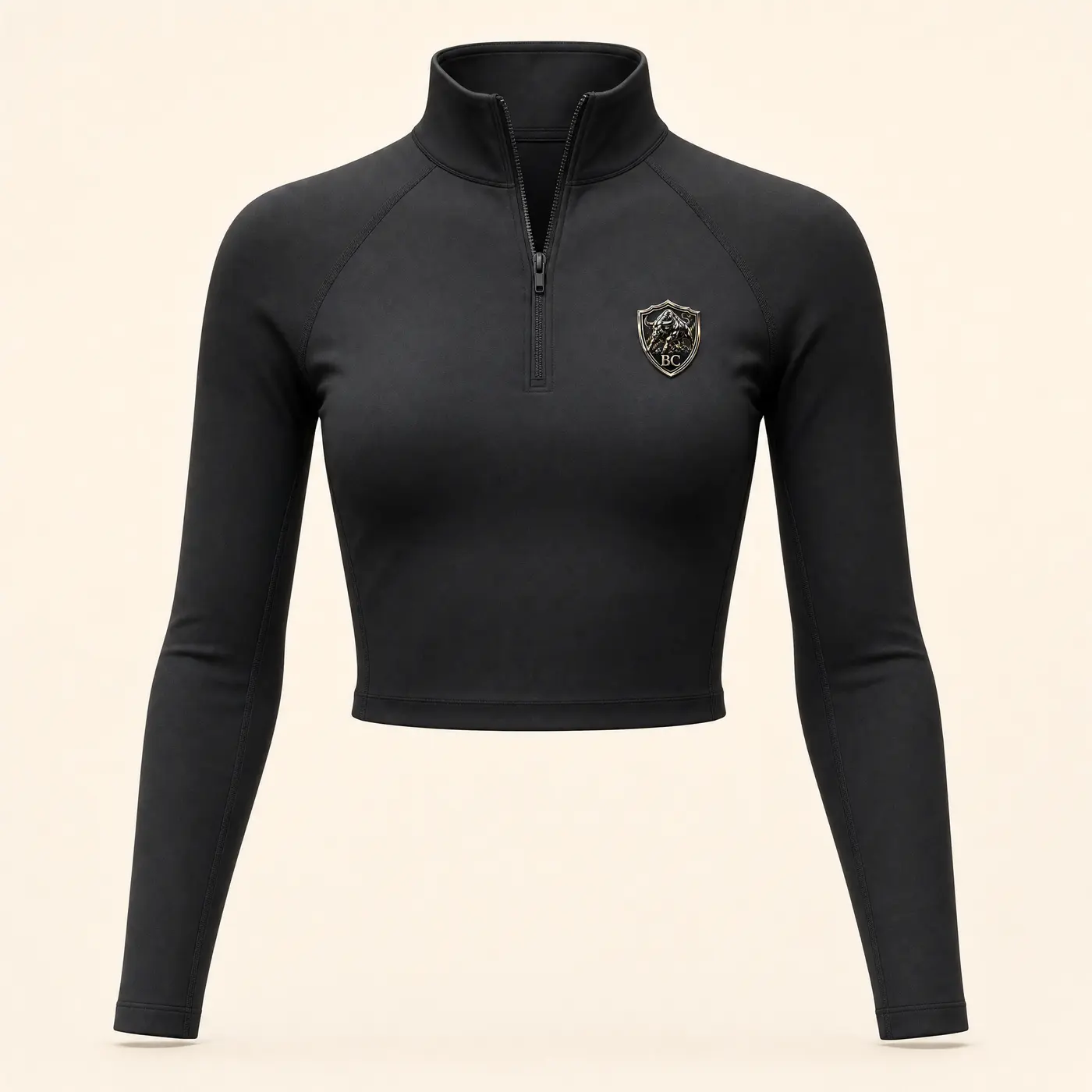 Black Crest Cropped Quarter-Zip