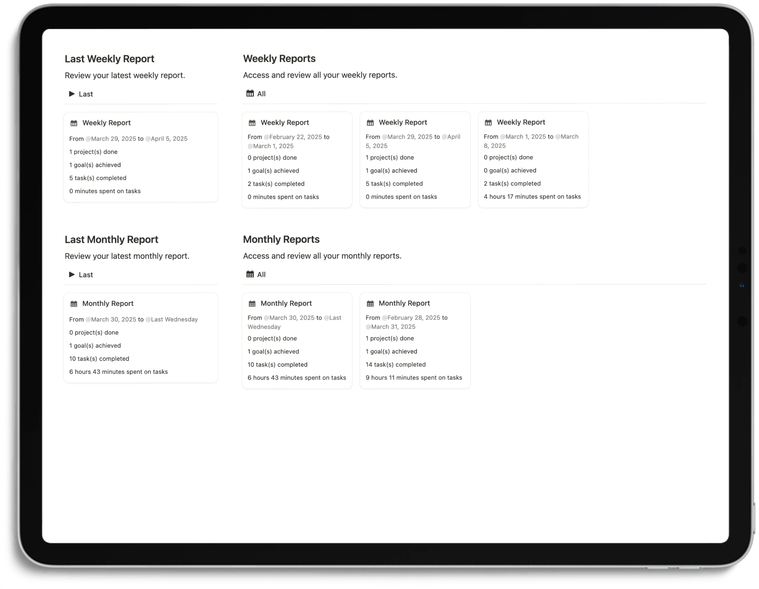 Notion Productivity System - Feature Report