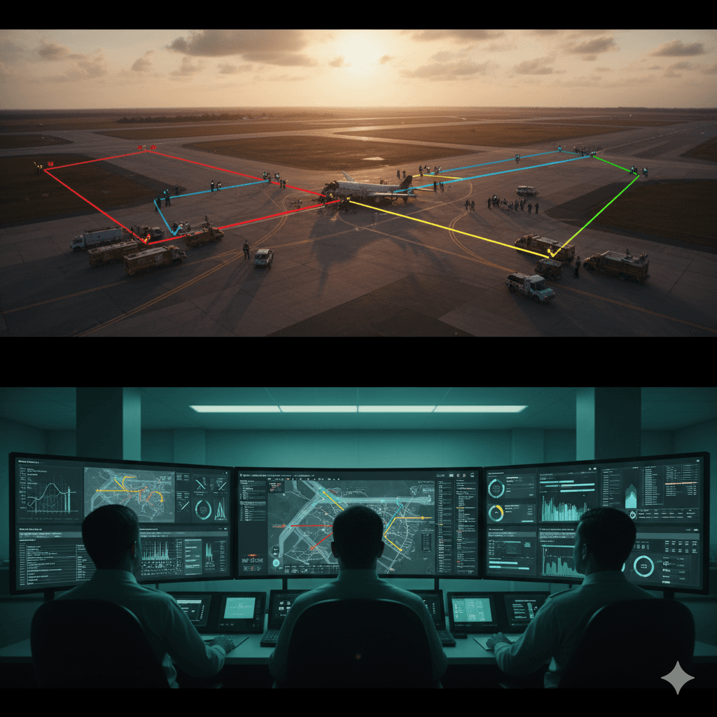 Airport staff using Tyros® mobile app for operations, incident reporting, SOS alerts, and real-time tracking