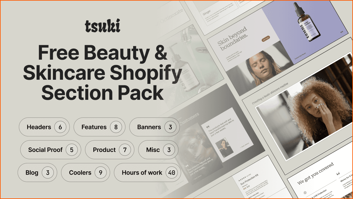 free beauty and skincare shopify section pack