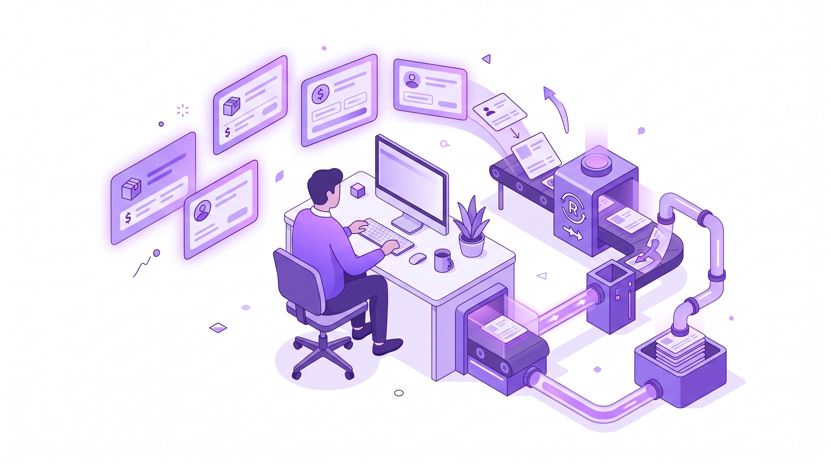 Operator automating order cancellations and refunds at a desk