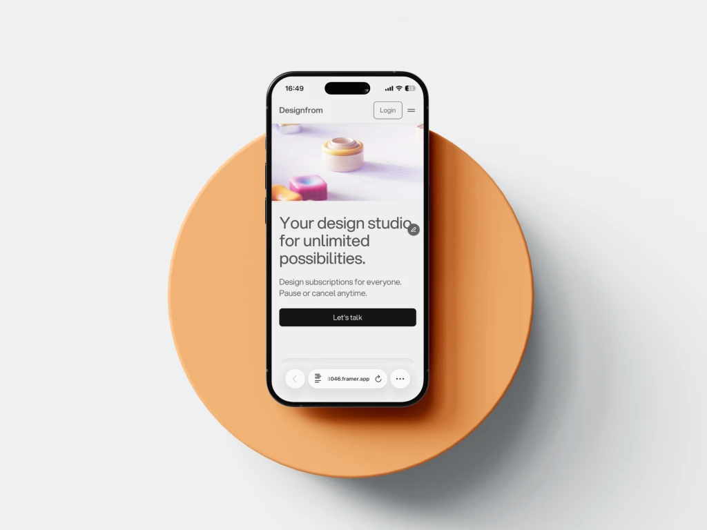 Die Startseite von Designfrom, angezeigt auf einem Iphone.