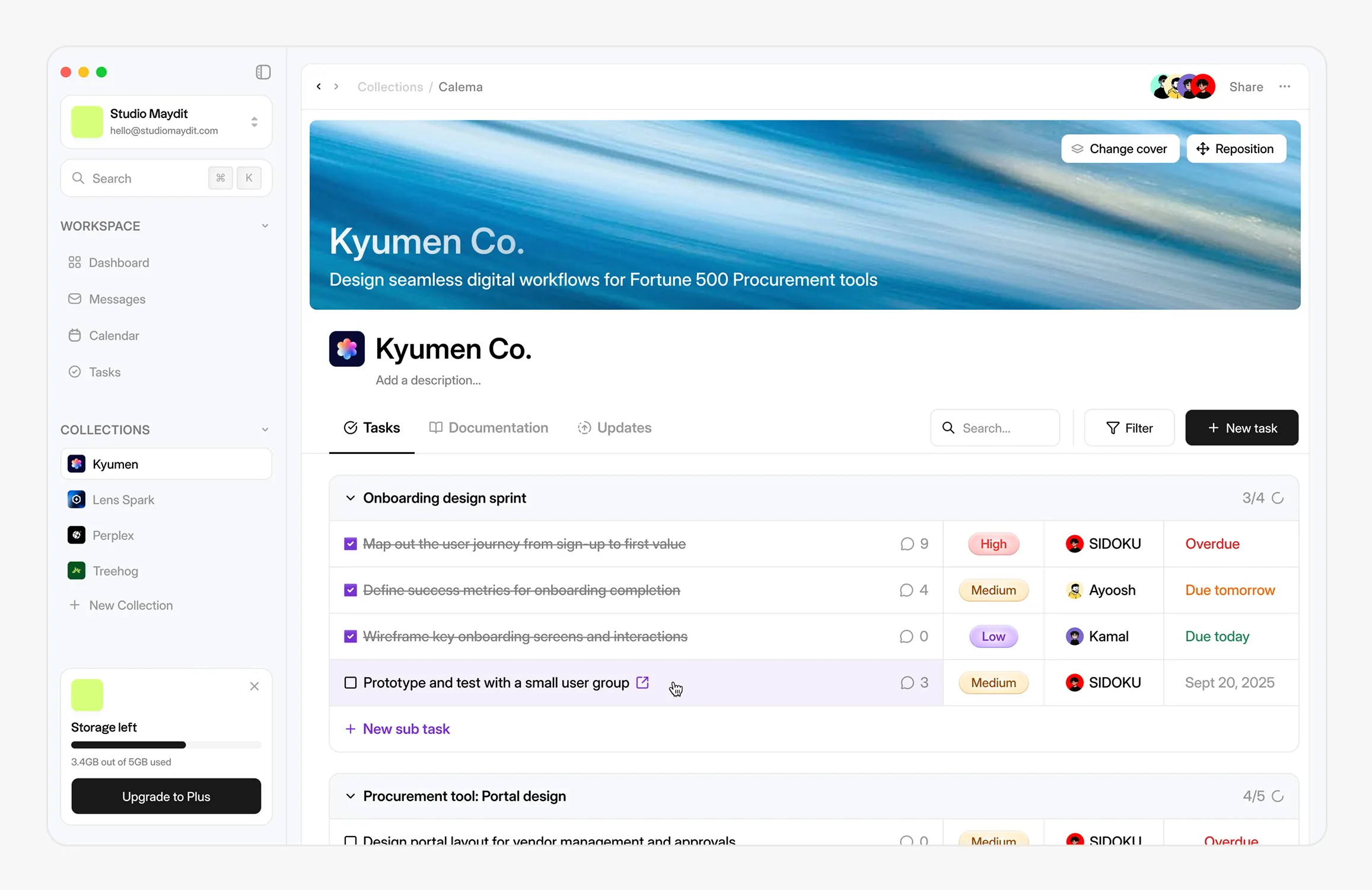 Task board design by Studio Maydit
